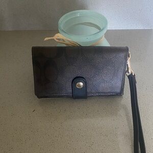Coach Black and Brown Wristlet